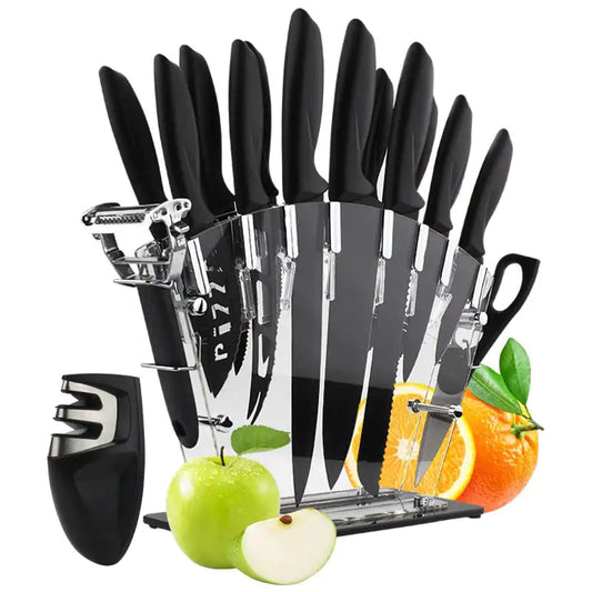 Juego de cuchillos de cocina de acero inoxidable con tijeras y cuchillo para pizza